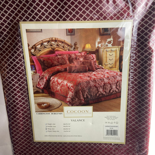 Carrington Burgundy Valance Sheet by Cocoon - Box Pleated - King Size