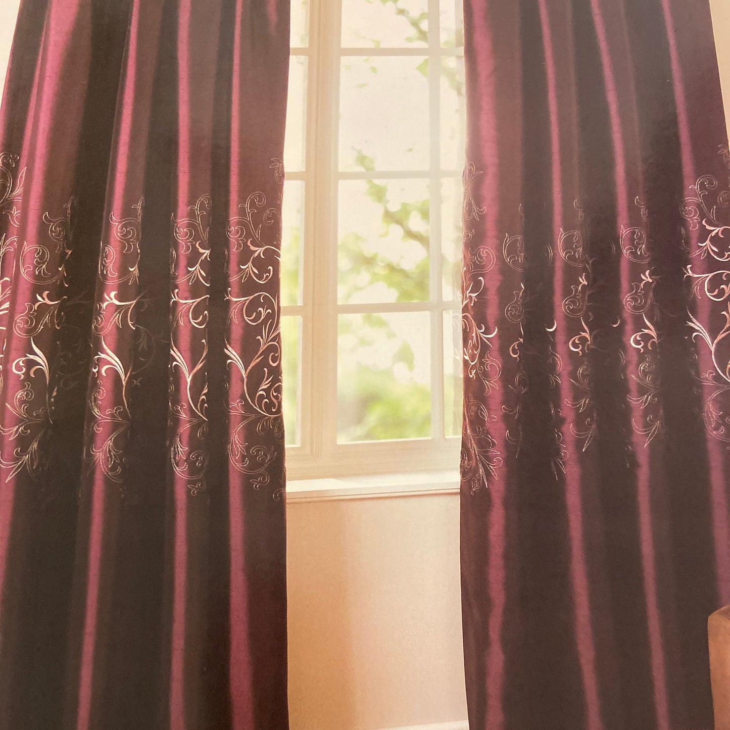 Baroque Aubergine Pencil Pleat Curtains by Catherine Lansfield - 90 in x 90 in