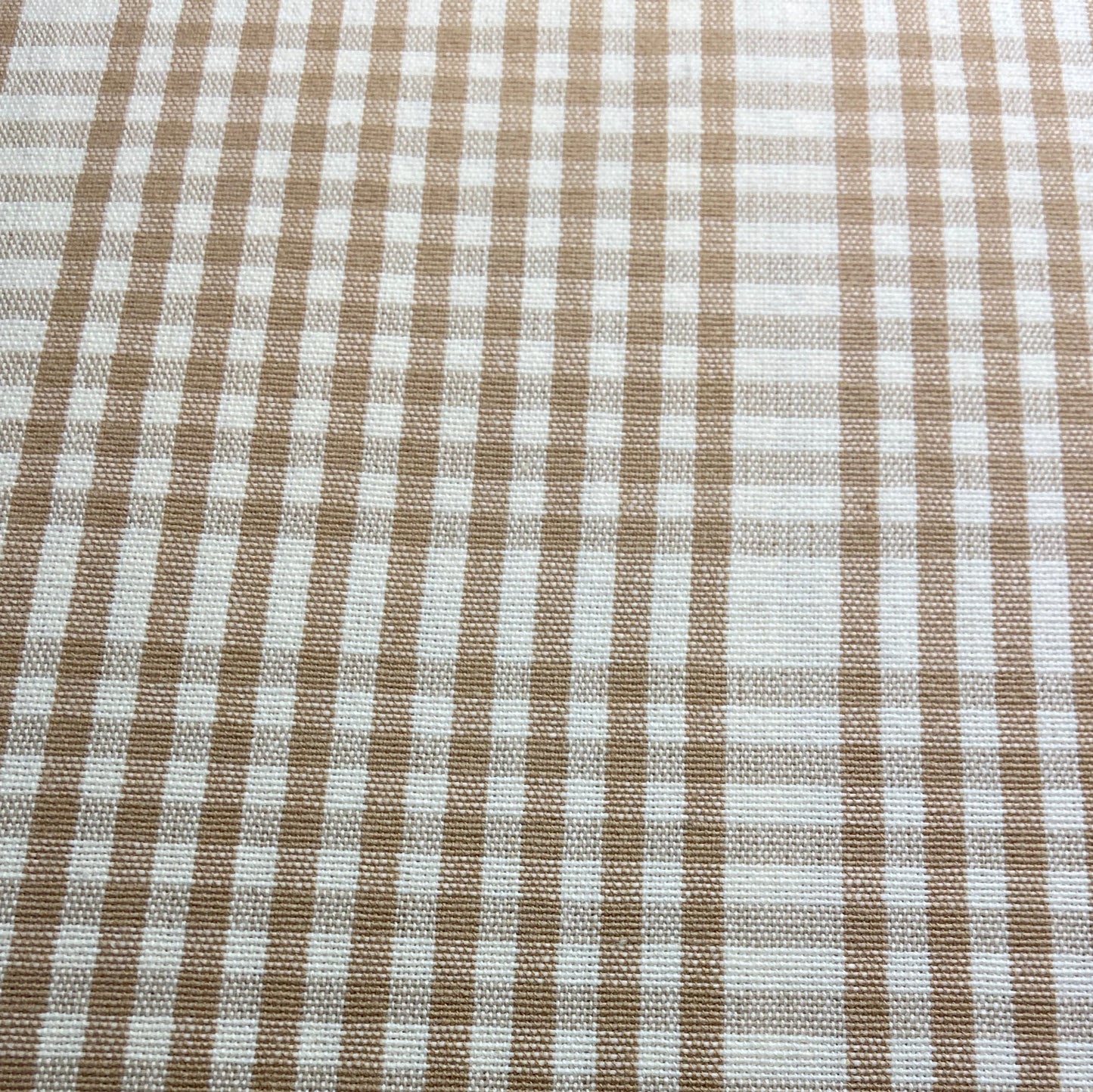 Close-up of brown and white checkered fabric