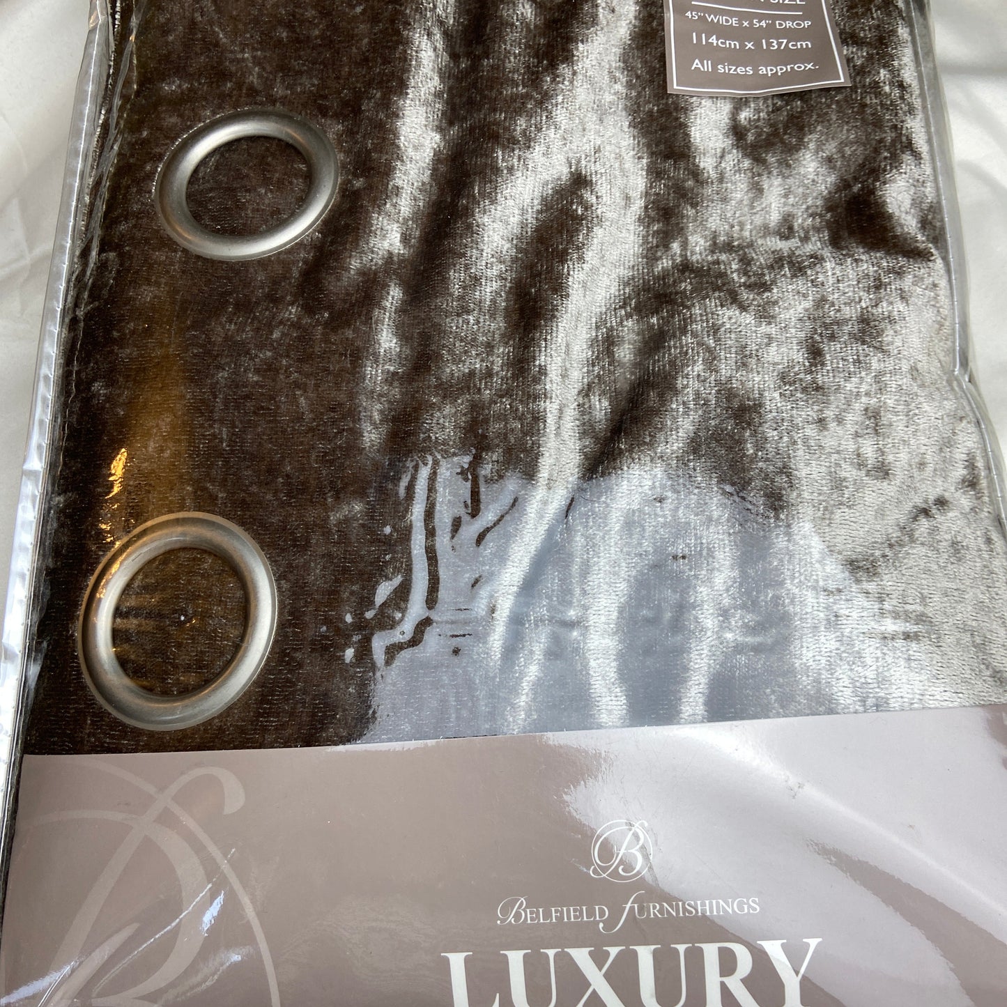 Opulence Praline Eyelet Curtains by Belfield Furnishings - 45 in x 54 in