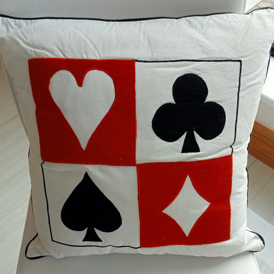 Hearts Spades Clubs & Diamonds Filled Cushion by CIMC