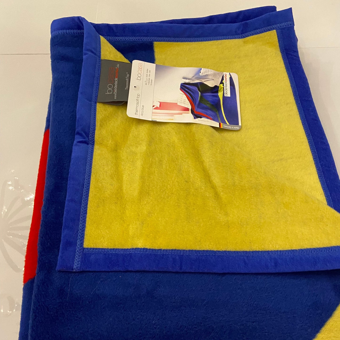 Arco Blue Thermosoft Throw Bocasa by Biederlack