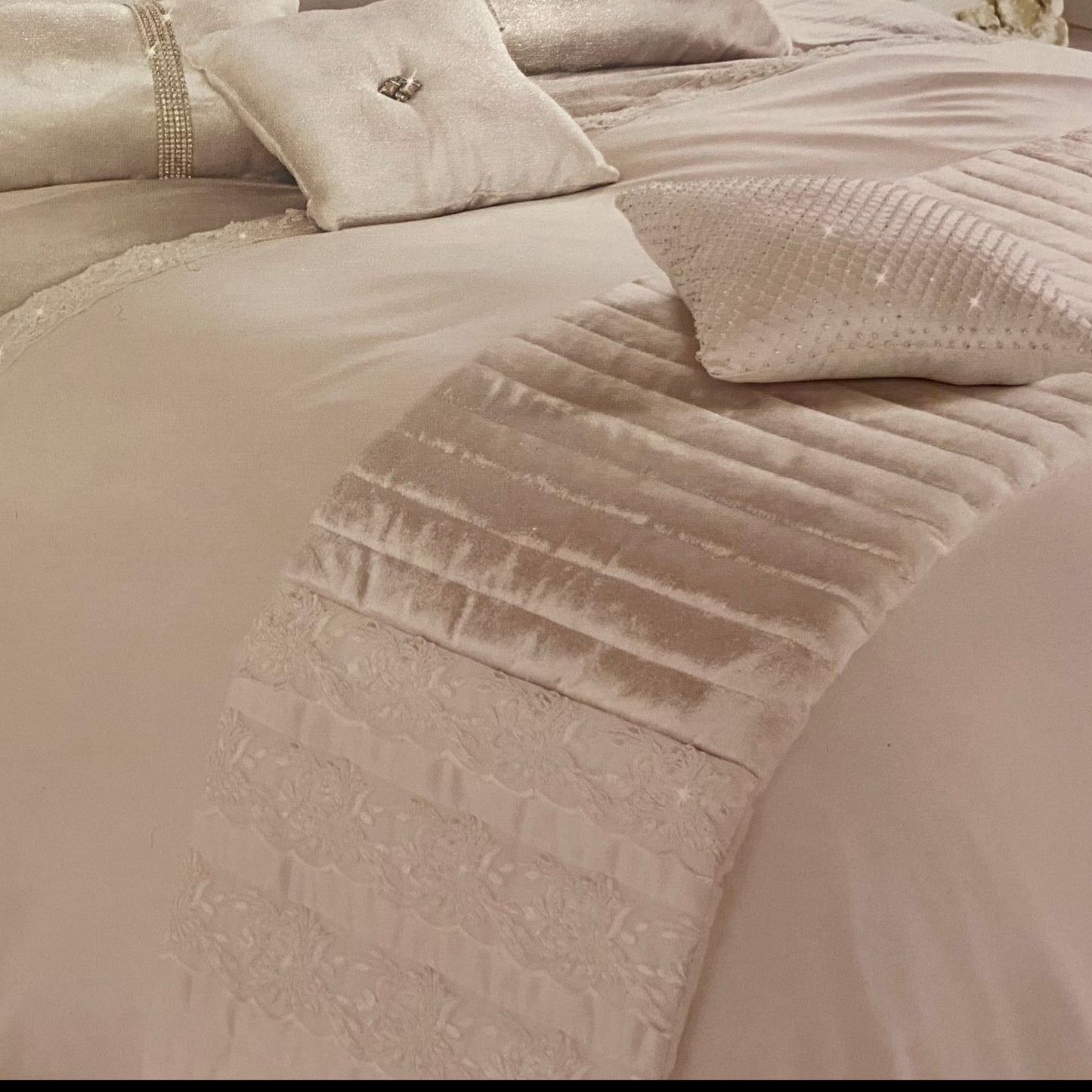 Madaline Oyster Quilted  Runner by Kylie Minogue at Home