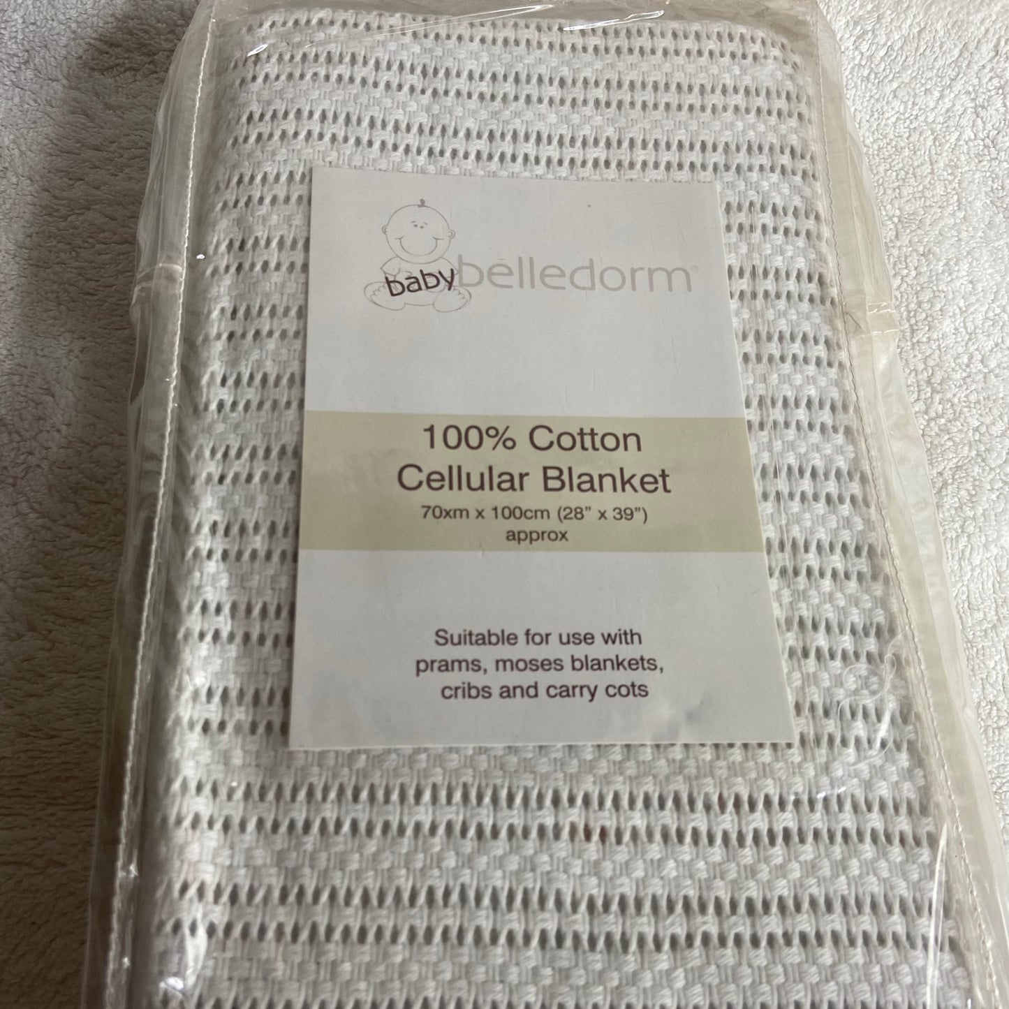 Baby Blanket Cellular by Baby Belledorm - 70 x 100 cm - 100% Cotton