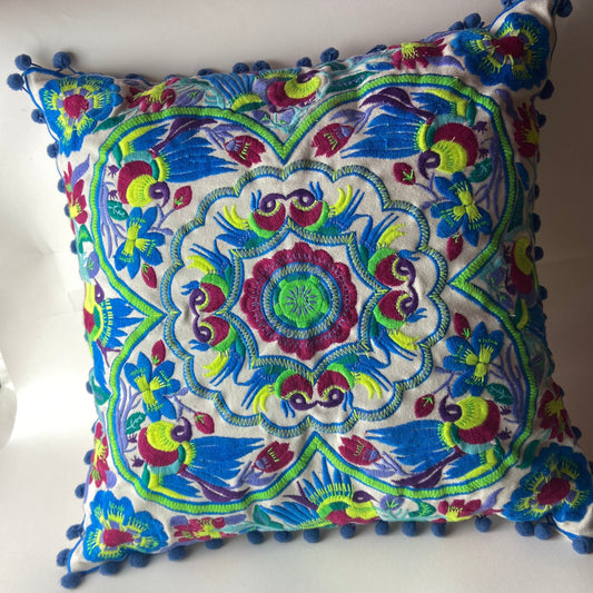 Acapulco Embroidered Cushion by Bombay Duck