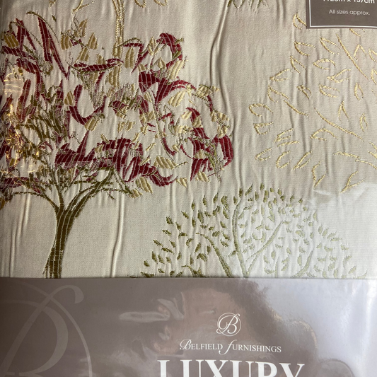 curtains with an embroidered tree designs