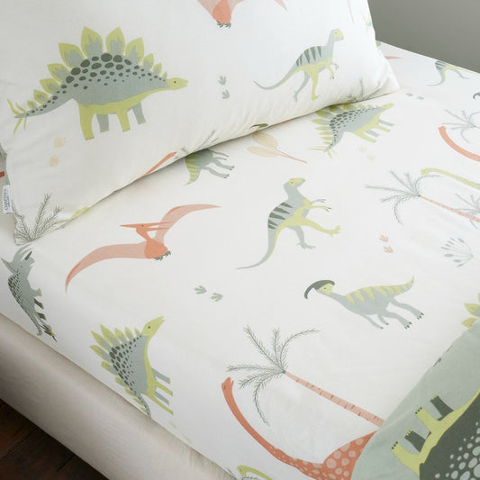 Dinosaur Fitted Sheet by Chapter B Kids Club - Single & Double - 52% Polyester/48% Cotton
