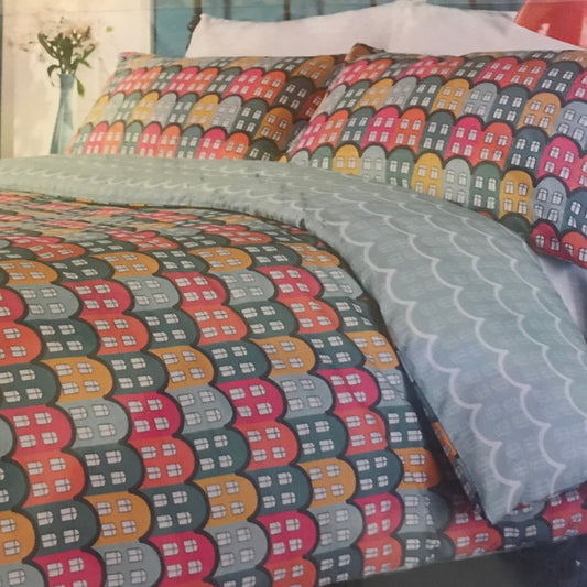 Retro Houses Duvet Set by Humming Bird