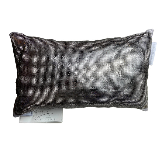 Aurora Pewter Cushion by Kylie Minogue at Home. This delightful cushion with the front covered in pewter sequins and the reverse in a plain pale pewter colour. 100% polyester.

1 x Filled Cushion 18 cm x 32 cm