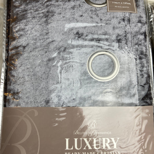 Opulence Silver Eyelet Curtains by Belfield Furnishings - 45 in x 54 in