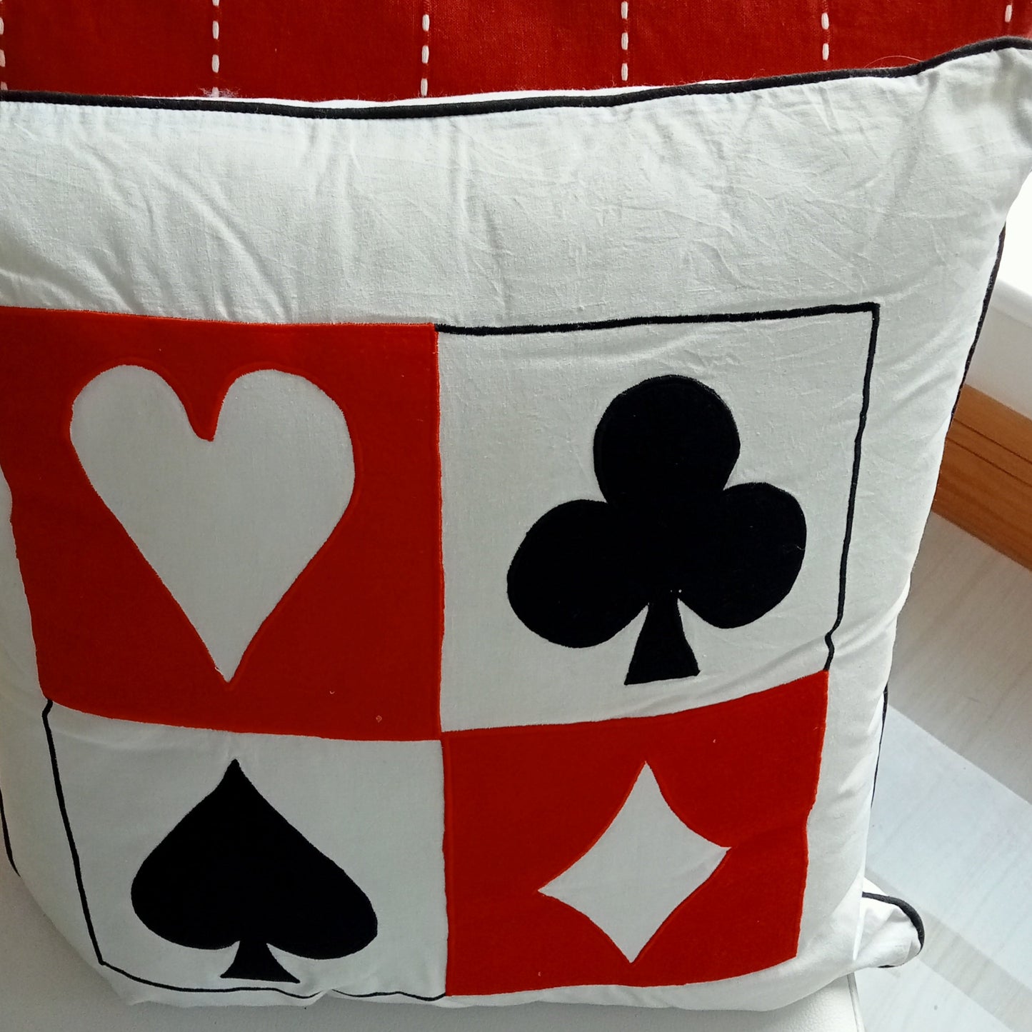 Hearts Spades Clubs & Diamonds Filled Cushion by CIMC