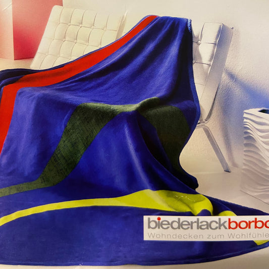 Arco Blue Thermosoft Throw Bocasa by Biederlack