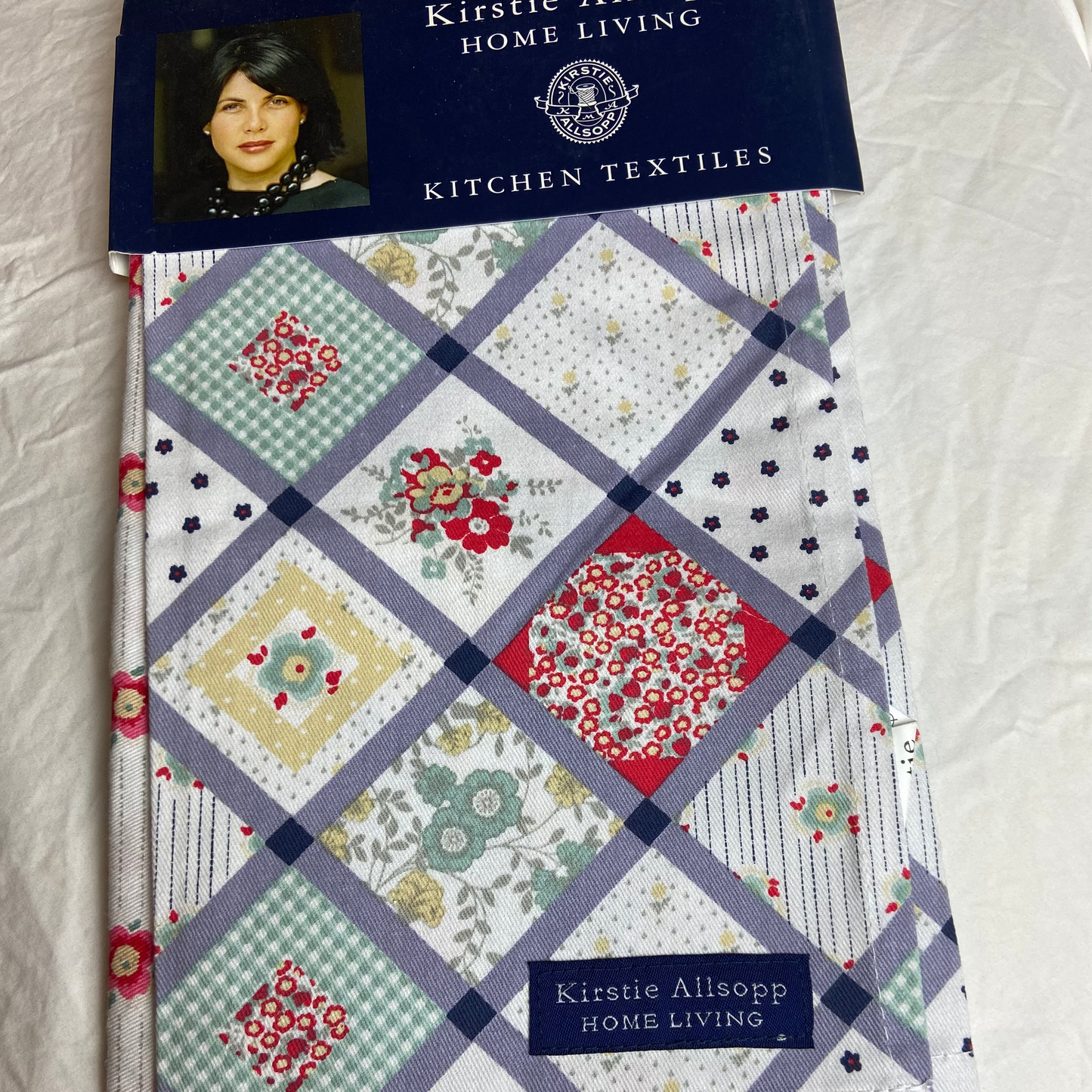 Kirstie Allsopp Home Living kitchen textile with floral patterns on a white background