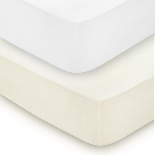 Fitted Cot Sheet Cotton Jersey by Baby Belledorm - 100% Cotton Jersey - White or Ivory