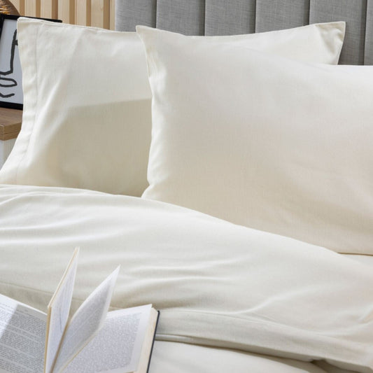 Flannelette Housewife Pillowcases Pair by Belledorm - 100% Brushed Cotton