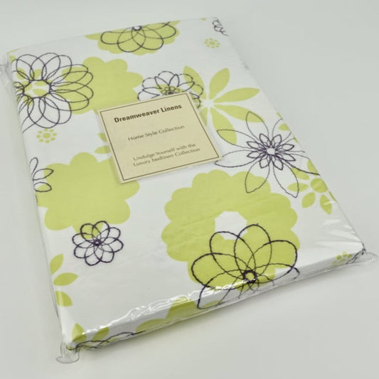 Daisy Duvet Cover (green and purple)