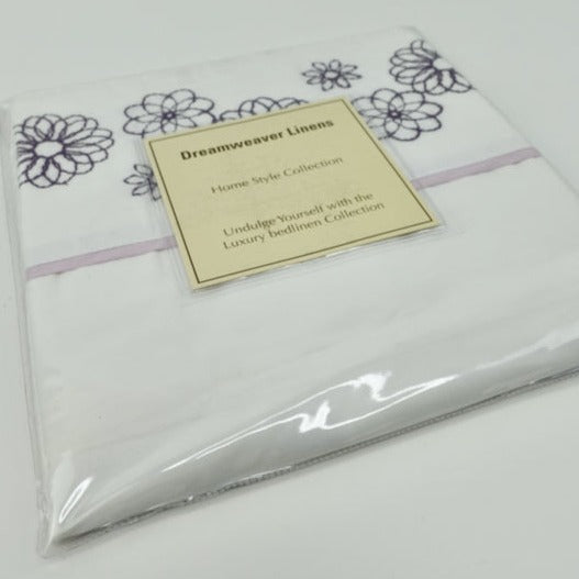 Daisy Pillowcase Housewife by Dreamweaver Linens- 100% Cotton - Made in Portugal