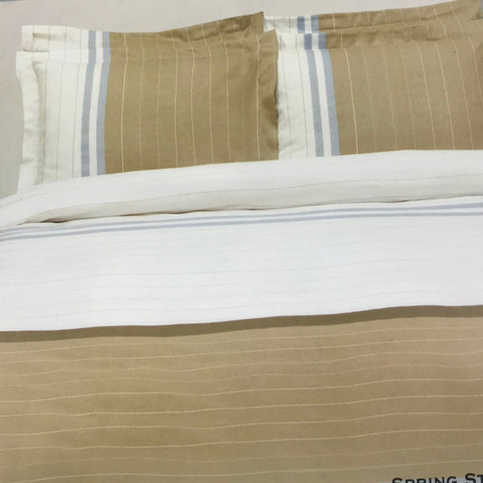 Spring Stripe Duvet Cover by Vandyck (white, sand & blue)
