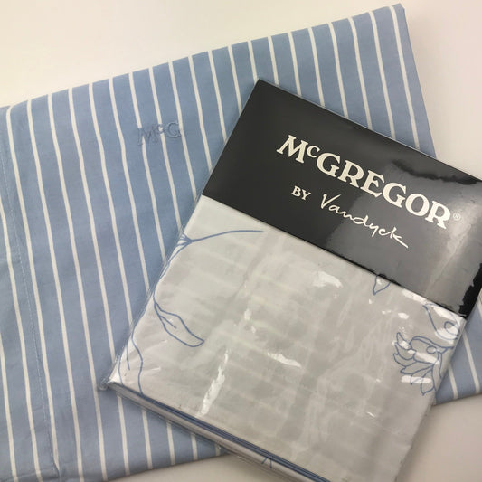Distinction 1 Pillowcase from Mc Gregor by Vandyck - 100% Cotton 300 Thread Count - Blue & White